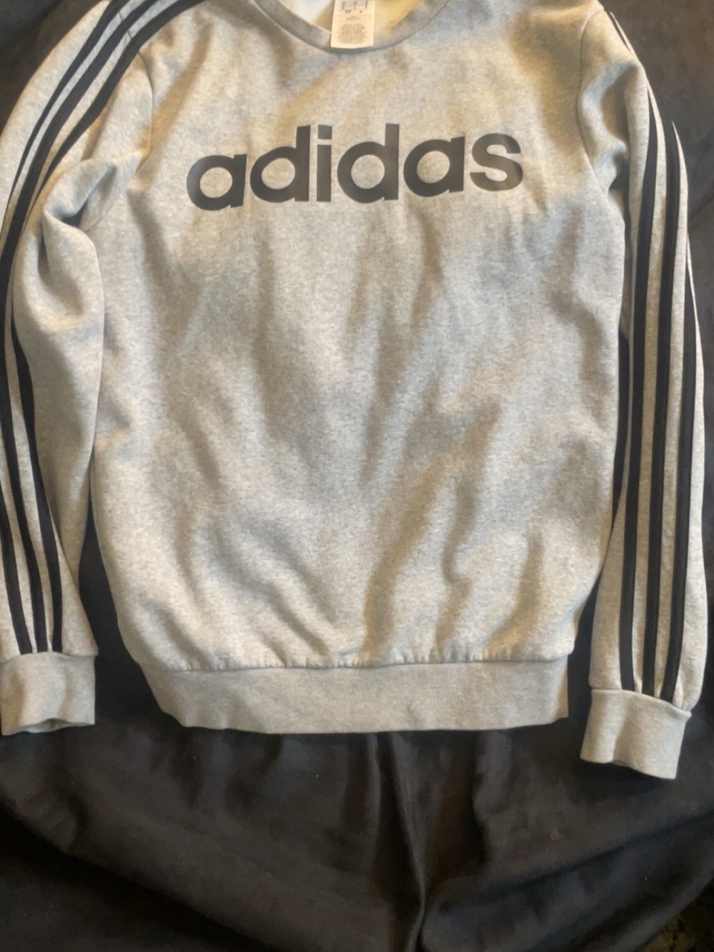 adidas Gray Crewneck Sweatshirt with Black Stripes